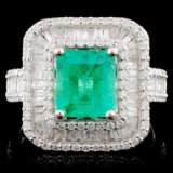18K Gold 1.69ct Emerald & 1.35ctw Diamond Ring