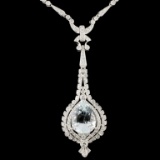 14K Gold 9.98ct Aquamarine & 2.89ctw Diamond Neckl