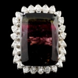 14K Gold 24.06ct Tourmaline & 0.77ctw Diamond Ring