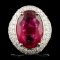 18K Gold 9.33ct Rubellite & 3.11ctw Diamond Ring