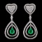 18K White Gold 1.29ct Emerald & 2.30ct Diamond Ear