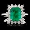 18K W Gold 2.28ct Emerald & 0.57ct Diamond Ring