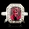 14K Gold 4.14ct Garnet & 0.52ctw Diamond Ring