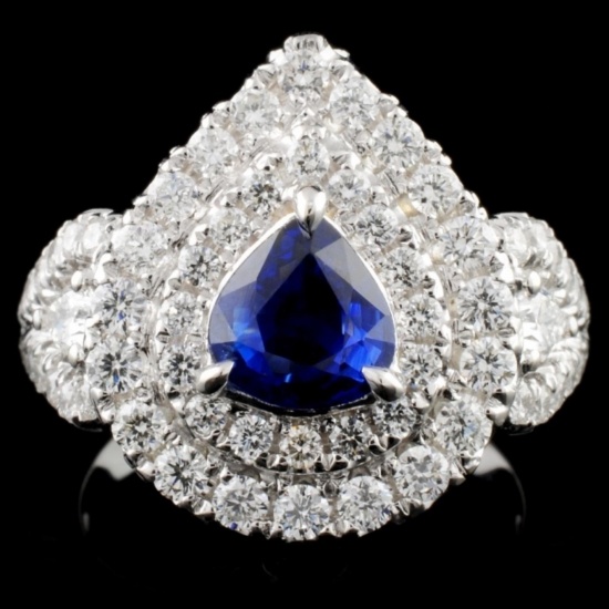 18K Gold 1.10ct Sapphire & 1.43ct Diamond Ring