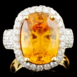 18K Gold 7.39ct Sapphire & 2.55ctw Diamond Ring