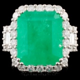 18K Gold 9.12ct Emerald & 1.75ctw Diamond Ring