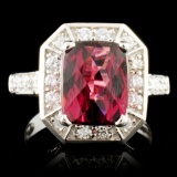 14K Gold 4.14ct Garnet & 0.52ctw Diamond Ring