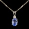 14K Gold 1.00ct Sapphire & 0.06ctw Diamond Pendant