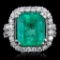 18K Gold 6.67ct Emerald & 1.35ct Diamond Ring