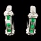 14K Gold 0.48ct Emerald & 0.32ctw Diamond Earrings