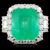 18K Gold 7.93ct Emerald & 1.67ctw Diamond Ring