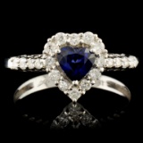 18K Gold 0.67ct Sapphire & 0.34ctw Diamond Ring