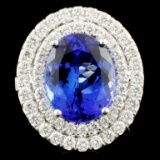 18K Gold 6.31ct Tanzanite & 1.26ctw Diamond Ring