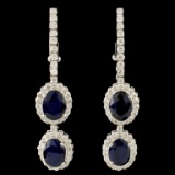 14K Gold 17.00ct Sapphire & 1.51ctw Diamond Earrin