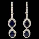 14K Gold 17.00ct Sapphire & 1.51ctw Diamond Earrin