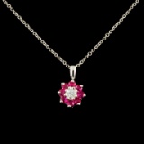 14K Gold 0.28ct Ruby & 0.10ctw Diamond Pendant