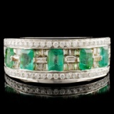 18K Gold 1.05ct Emerald & 0.75ctw Diamond Ring