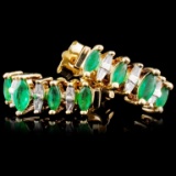 14K Gold 0.46ct Emerald & 0.22ct Diamond Earrings