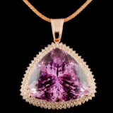 14K Gold 118.41ct Kunzite & 3.04ctw Diamond Pendan