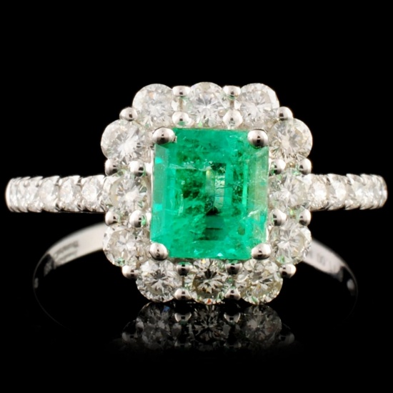 18K Gold 0.94ct Emerald & 0.71ctw Diamond Ring