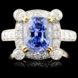 18K White Gold 4.18ct Sapphire & 1.02ct Diamond Ri