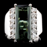 14K Gold 4.01ct Tourmaline & 0.48ctw Diamond Ring