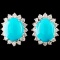 14K Gold 5.48ct Turquoise & 1.30ctw Diamond Earrin
