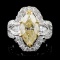 18K White Gold 4.52ctw Fancy Color Diamond Ring