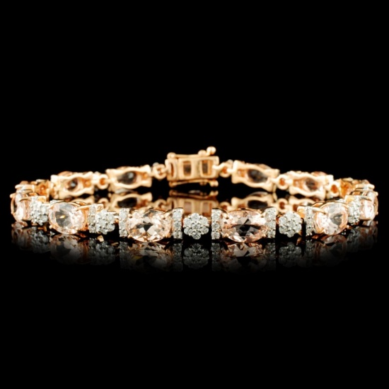 14K Gold 9.15ct Morganite & 1.50ctw Diamond Bracel