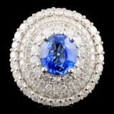 18K Gold 2.80ct Sapphire & 2.40ctw Diamond Ring