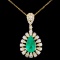 18K Gold 2.06ct Emerald & 1.41ctw Diamond Pendant