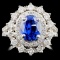 14K White Gold 2.78ct Sapphire & 1.03ct Diamond Ri
