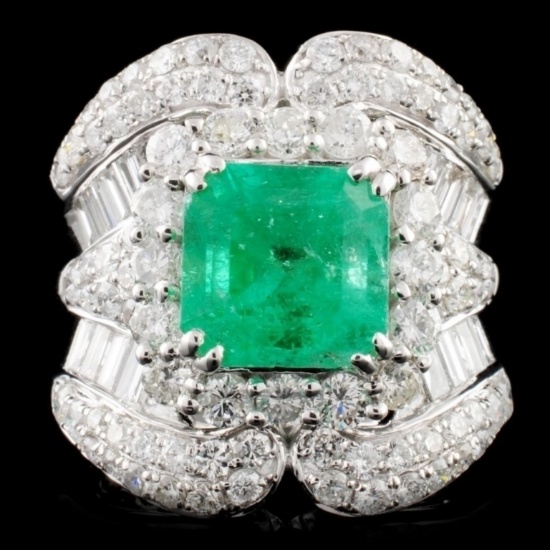 18K Gold 3.16ct Emerald & 2.95ctw Diamond Ring