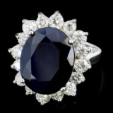 14K Gold 7.00ct Sapphire & 1.50ctw Diamond Ring