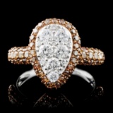 14K White Gold 1.66ctw Fancy Color Diamond Ring