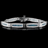 14K White Gold 3.82ctw Fancy Color Diamond Bracele