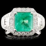 18K Gold 2.13ct Emerald & 1.11ctw Diamond Ring