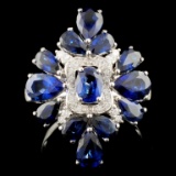 18K Gold 4.95ct Sapphire & 0.34ct Diamond Ring