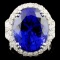 18K Gold 13.35ct Tanzanite & 2.17ctw Diamond Ring