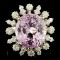 14K Gold 12.91ct Kunzite & 1.00ctw Diamond Ring