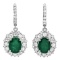 14K Gold 5.00ct Emerald & 3.25ct Diamond Earrings