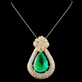 18K Gold 38.07ct Emerald & 15.00ctw Diamond Pendan