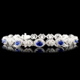 18K Gold 4.02ct Sapphire & 2.02ctw Diamond Bracele