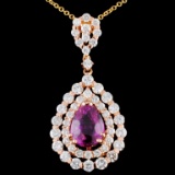 18K Gold 2.99ct Sapphire & 1.77ctw Diamond Pendant