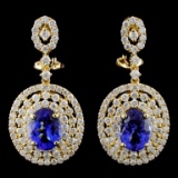 18K Gold 4.14ctw Tanzanite & 2.76ctw Diamond Earri