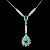 18K Gold 5.26ct Emerald & 0.59ctw Diamond Necklace