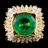 18K Gold 3.17ct Emerald & 1.14ctw Diamond Ring
