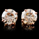 14K Rose Gold 4.06ctw Stud Diamond Earrings