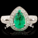 18K Gold 1.24ct Emerald & 0.47ctw Diamond Ring