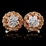 14K Rose Gold 0.75ctw Fancy Color Diamond Earrings